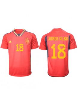Moški Nogometna dresi replika Španija Jordi Alba #18 Domači SP 2022 Kratek rokav